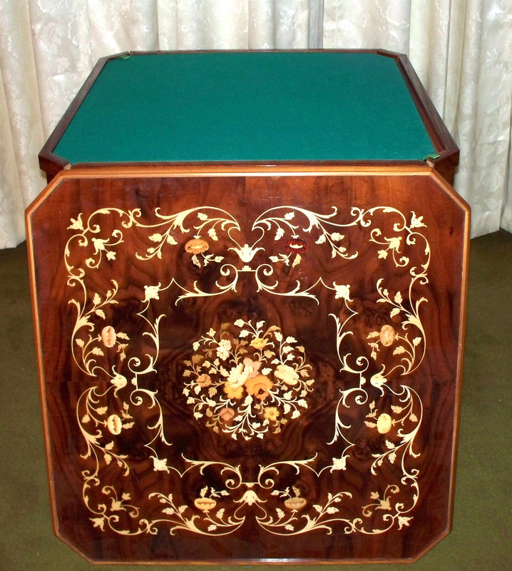 Italian Inlaid Wood Multi Game Table With Roulette, Checkers/Chess, Backgammon gallery