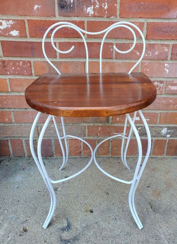 Vintage Cast Iron Plant Stand Bench Fern Stand White Wood Seat