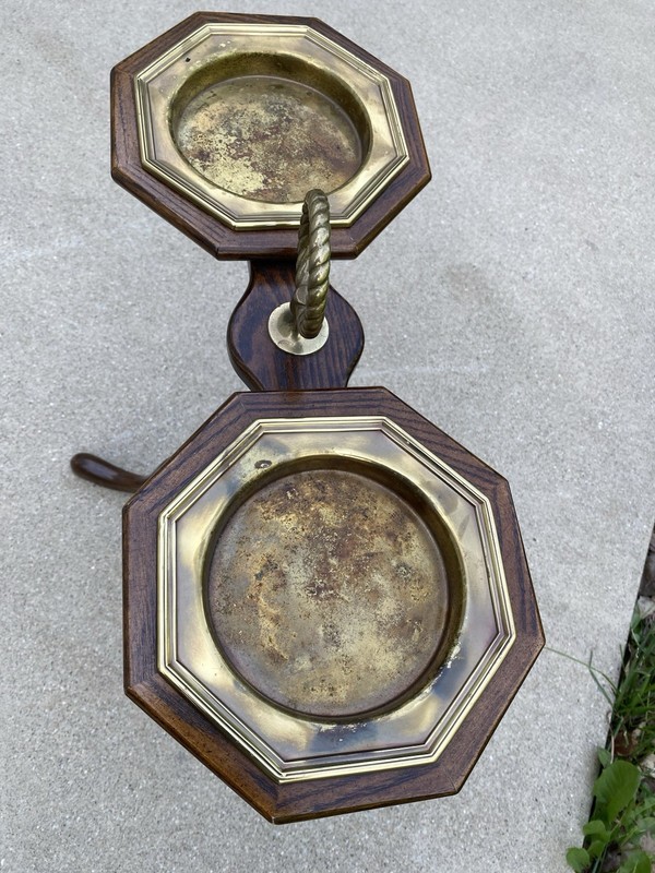 Brandt Furniture Vintage Wood And Brass Ash Tray Stand / Side Accent Table gallery