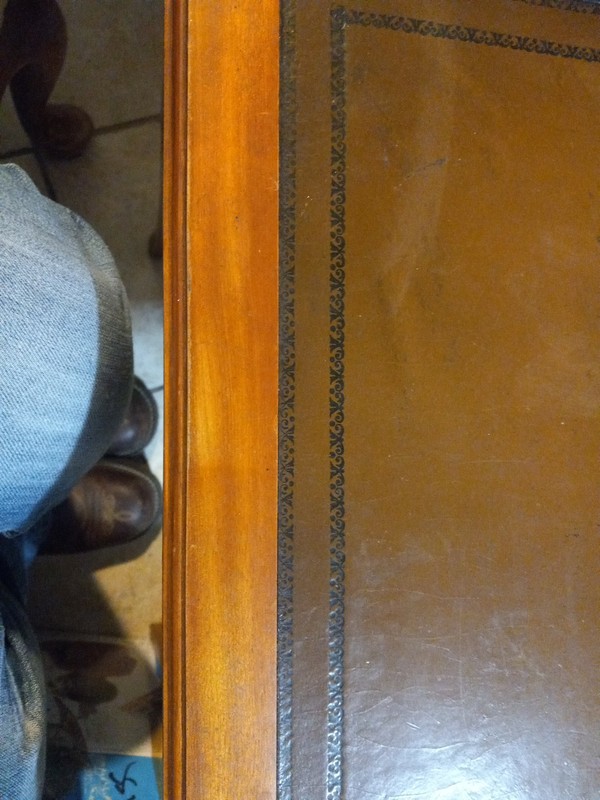 Vintage Mahogany Leather Top Nesting Table Federal English Regency gallery