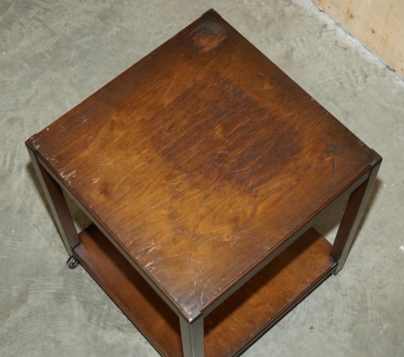 EX MOD CIRCA 1950 MID CENTURY MODERN ENGLISH BEECH SIDE END LAMP WINE TABLE gallery