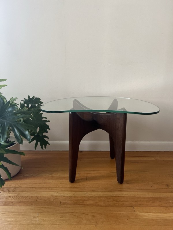 Adrian Pearsall Mid Century Walnut and Glass Side Tables - Pair gallery