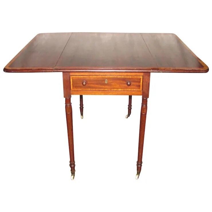 Antique American Mahogany Drop Leaf Breakfast Table Circa 1825