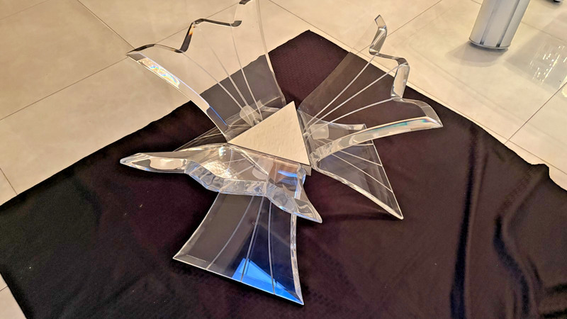 LUCITE FROM REFINED FURNISHINGS BUTTERFLY WING GLASS COFFEE TABLE -MCM gallery