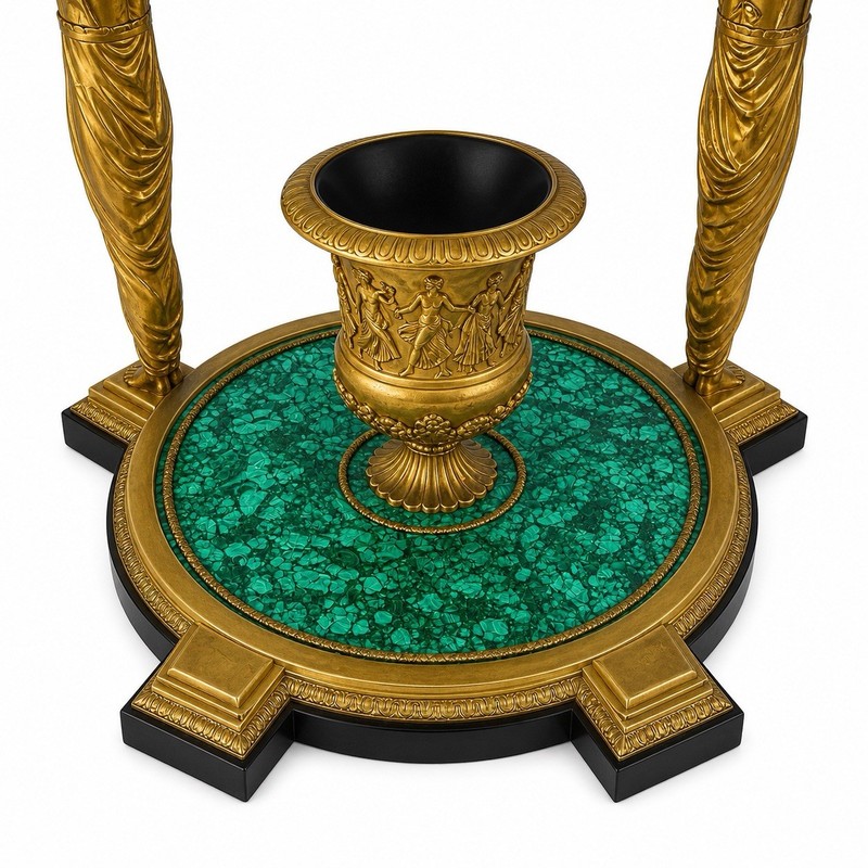A Large Neo Classical Style Gilt Bronze & Vivid Green Malachite Center Table gallery