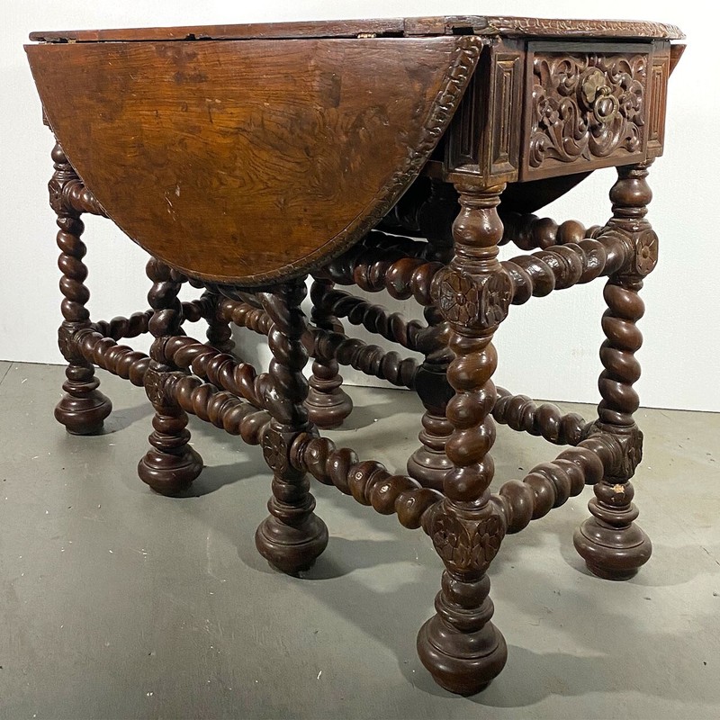 Early Antique Indo-Portuguese Teak Gate-Leg Drop-Leaf Table 17th Century gallery