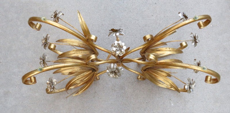 Hollywood Regency Italian Coffee Table Gold Guild Flower Glass Not Included gallery