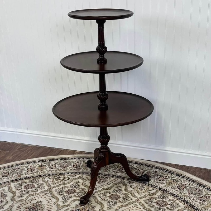 Antique 3-Tier Rotating Pedestal Table — Hathaway’s New York gallery