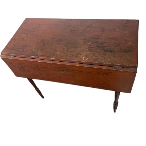 Antique 19TH Century Drop Leaf Table In Antique Red Paint
