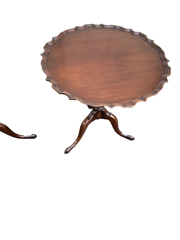 66324 CHARAK Furniture PAIR Mahogany Tilt Top Lamp Table Stand s CIRCA 1943 gallery