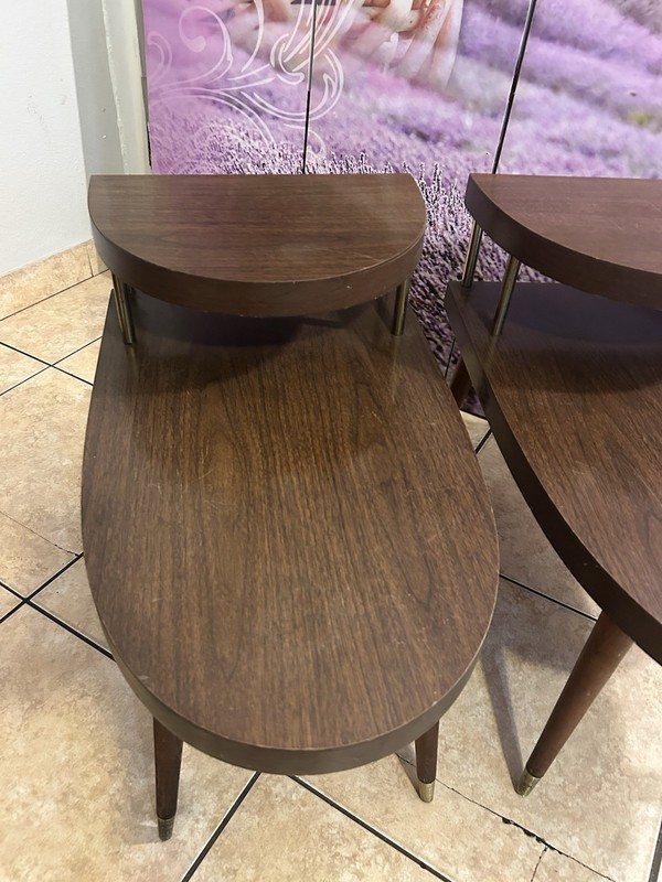 2 Mid Century Modern 2 Tier End Side Tables 1960's Formica Tops gallery