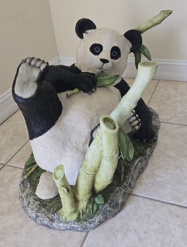 Vintage Retro Panda Coffee Table Heavy Resin Base Glass Top 70s Kitsch Decor gallery