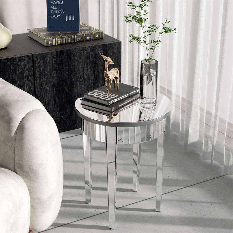 Quality Mirrored Side Table Modern Hallway Living Room Furniture Geometric Legs gallery