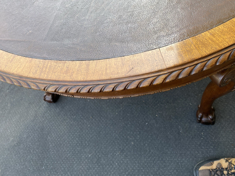 66354 Mahogany Leather Top Claw Foot Dining Table gallery
