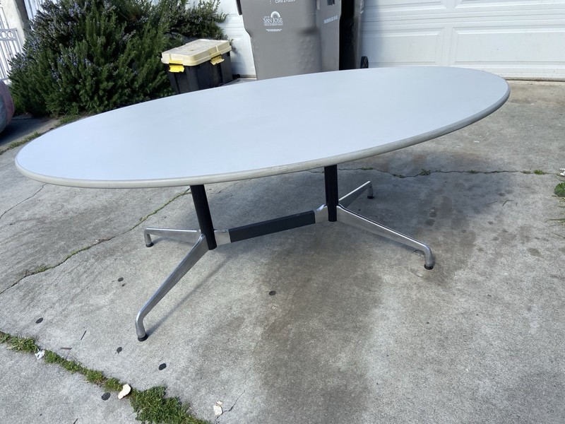 Vintage Herman Miller Aluminum Segmented Base Oval Steelcase Top Table gallery