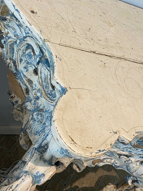 antique side table white/cream with blue  gallery