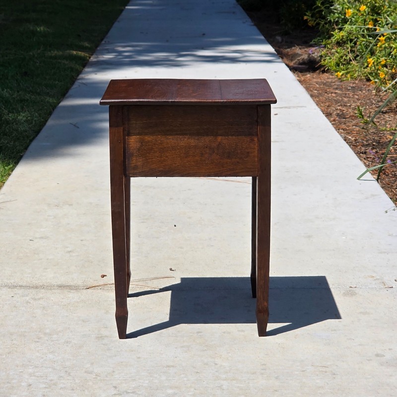 Antique Late Victorian Sewing Box Table 1890s English Tiger Oak Work Box Storage gallery