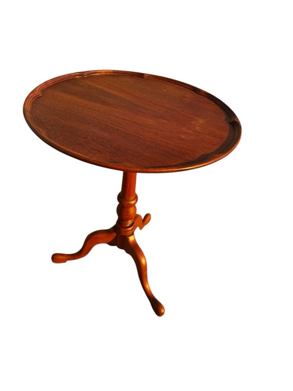 1940s Walnut Pie Crust Side Table Georgian Style Tripod Pedestal gallery