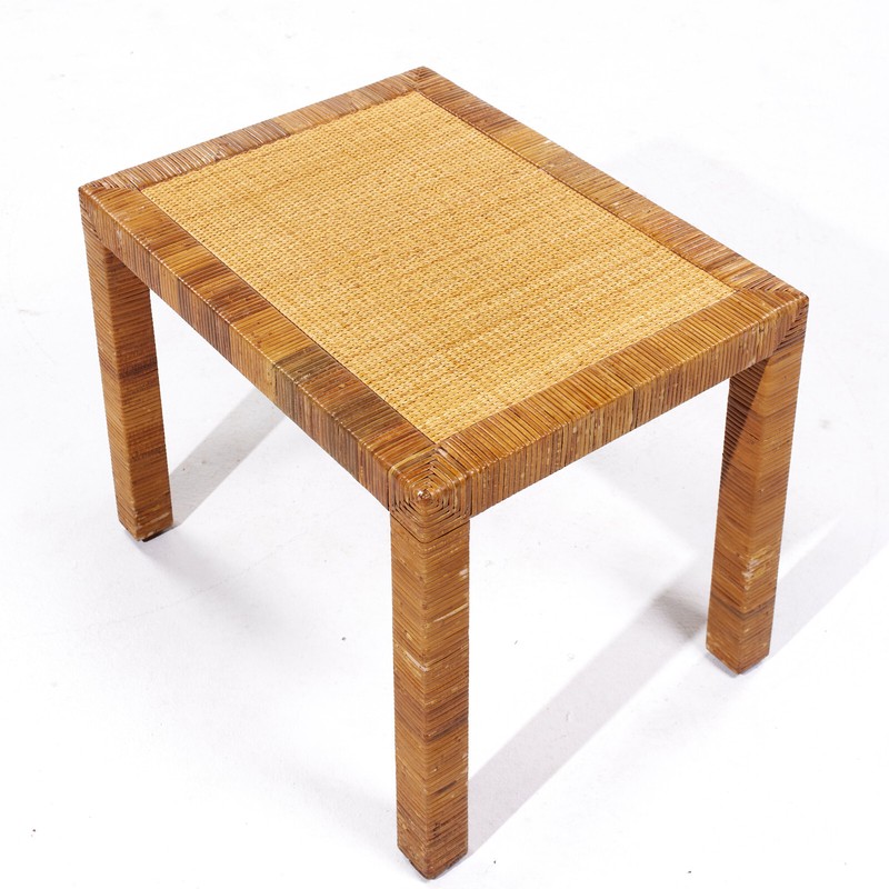 Bielecky Brothers Mid Century Rattan, Cane and Brass Side End Table gallery