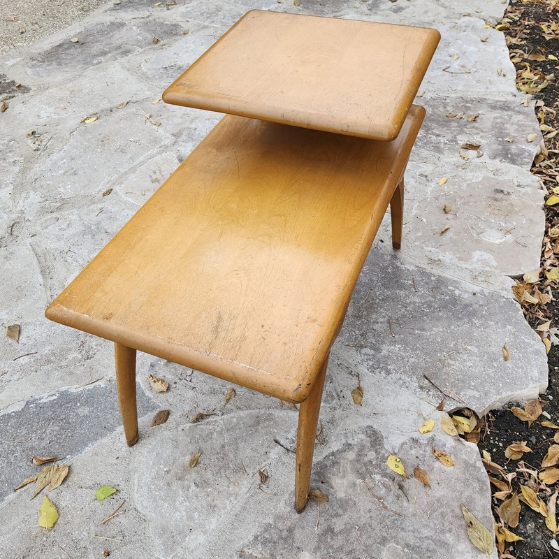 MCM HEYWOOD WAKEFIELD Two Step Tier End Table Curved Legs gallery