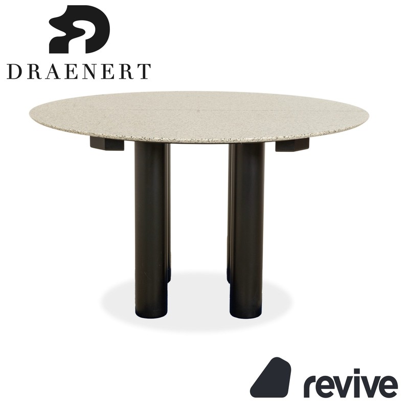 Draenert 1226 Granite Wood Dining Table Black Gray Granite Extendable Function