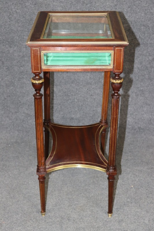 Petite Antique French Louis XVI style Bronze Mounted Table Vitrine gallery