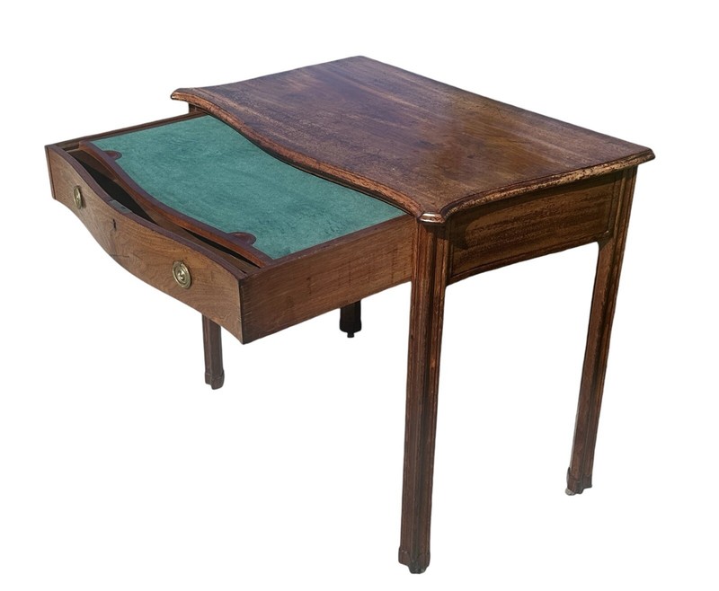 LATE 19TH CENTURY ANTIQUE GEORGE III STYLE MAHOGANY SERPENTINE ARCHITECT'S TABLE gallery