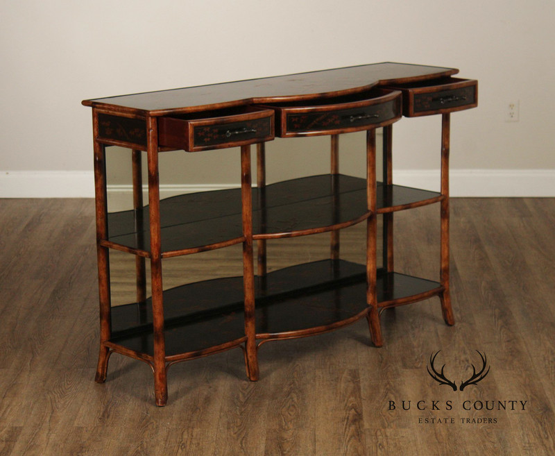 Theodore Alexander Faux Bamboo Three-Tier Console gallery