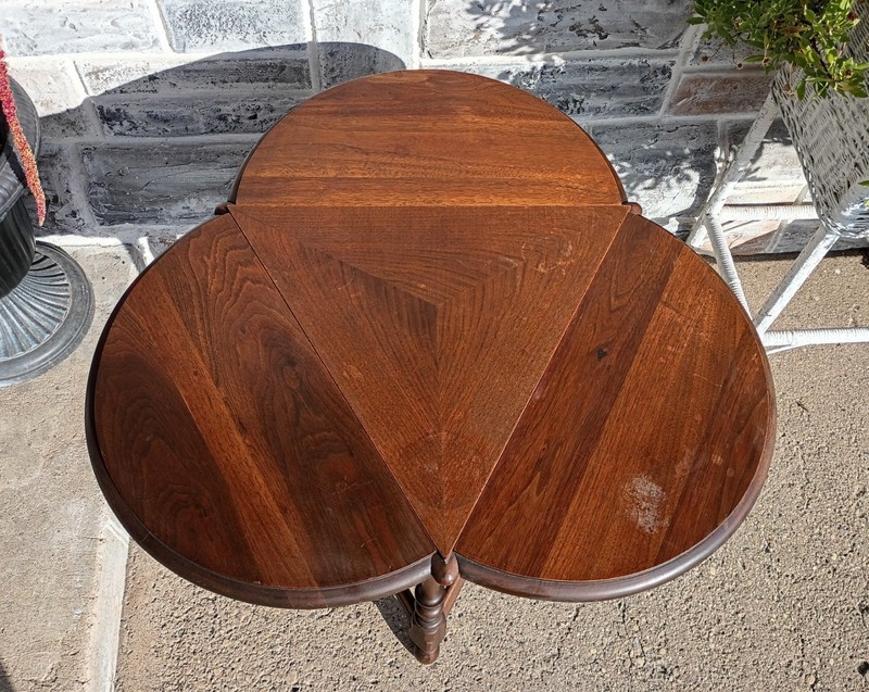 Vintage Mid Century Solid Wood Drop Leaf Clover Side End Coffee Table gallery