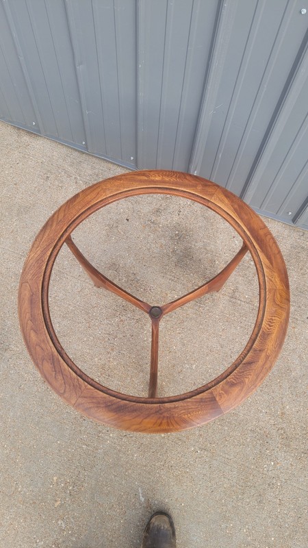 Adrian Pearsall Lane Mid Century Walnut Brass Sculptural Round Side End Table gallery