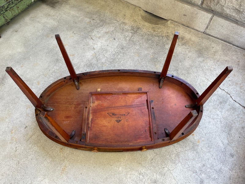 Mid Century Mersman 6964 Oval Mahogany Inlaid Coffee Table Custom Mosaic Tile gallery