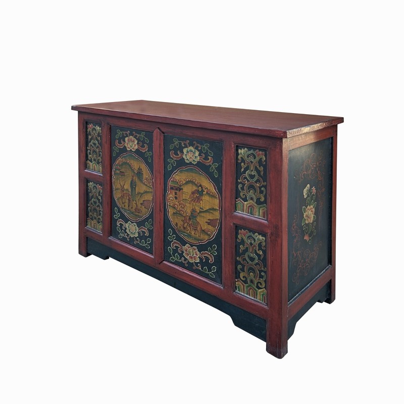 Chinese Red Tibetan Elephant Deer Sideboard Console Table Cabinet cs7734 gallery