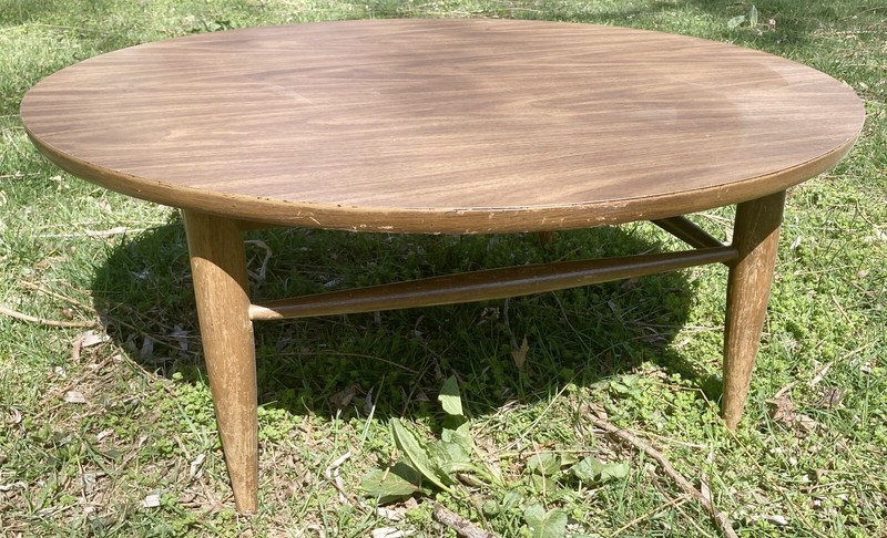 Vintage MCM Coffee Table Lane Mid Century Modern Walnut Cigar Legs Retro Decor gallery