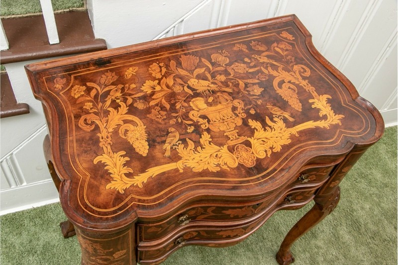 Antique Dutch 18th C. Inlaid Walnut Marquetry Table gallery