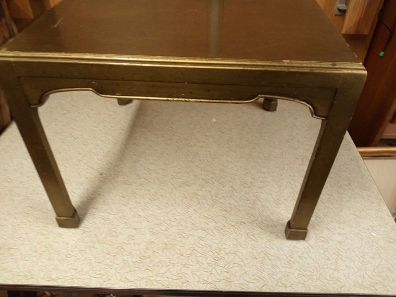 Vintage Gold Wood Signed Mid-Century End Cir 1960s John Colby & Sons Signed gallery