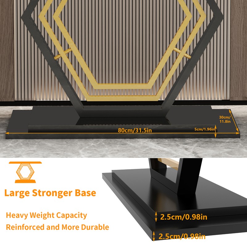 Marble Console Table Entryway Table with Geometric Metal Base for Living Room gallery