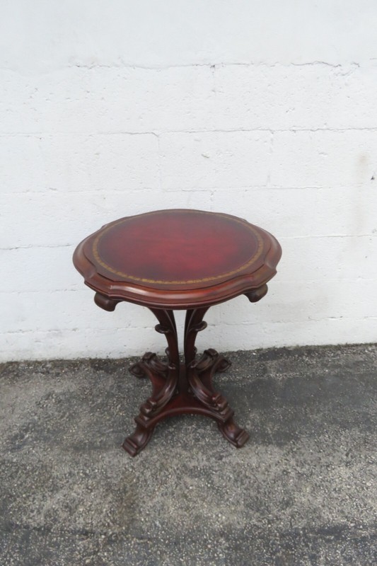 Mahogany Cherry Leather Top Side End Table 5956 gallery