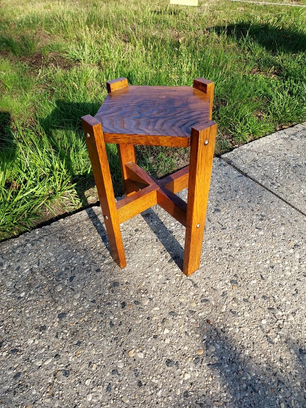 Vintage Solid Oak Mission Plant Stand 18″× 12″× 9″