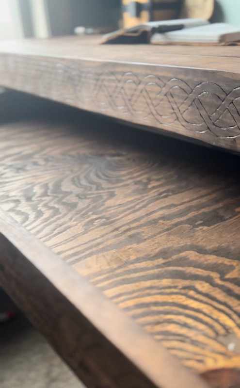 Handmade Woodburnt Celtic Knot Style Desk gallery