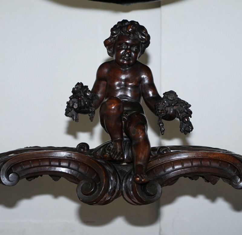 IMPORTANT ITALIAN ANGIOLO BARBETTI FIRENZE ANTIQUE CHERUB DESK LIBRARY TABLE gallery