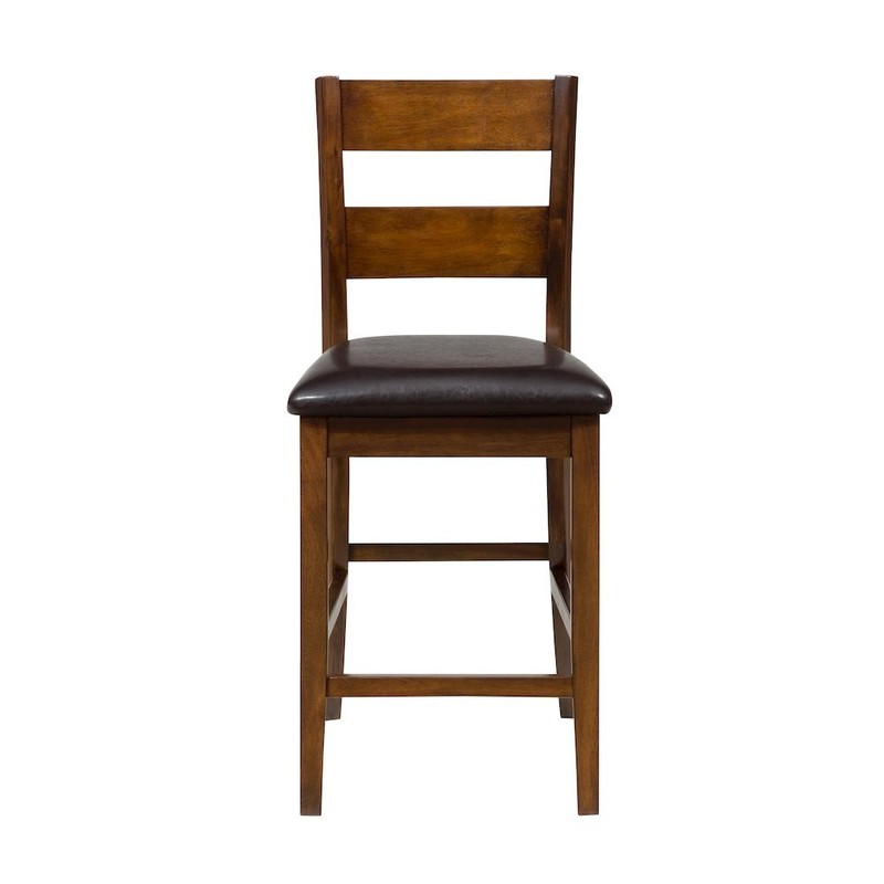 Rustic Brown Counter Height Table and Four Faux Leather Stools- Warm Brown gallery
