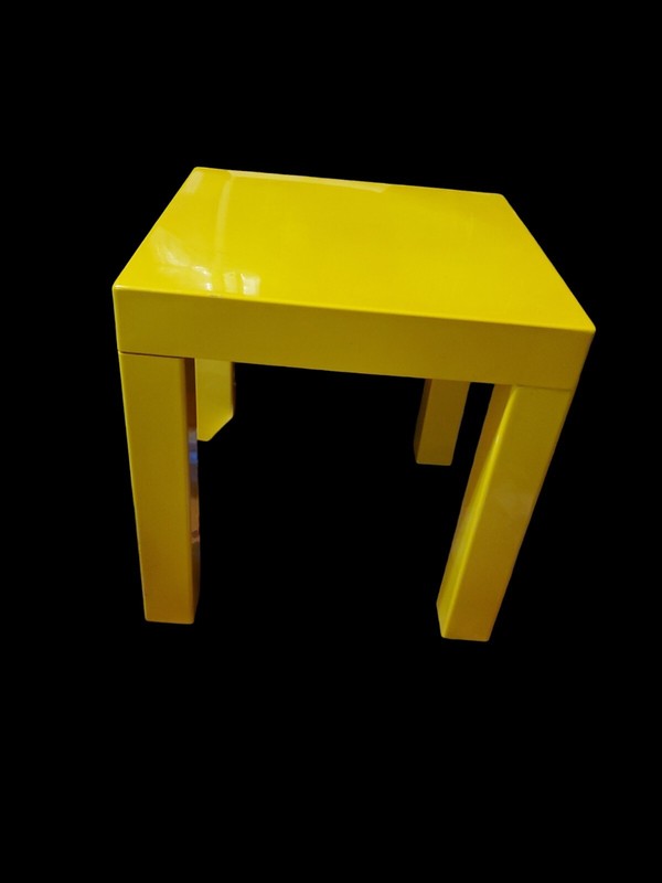 Vintage Parson Table MCM 16X16X16 Bright Yellow gallery