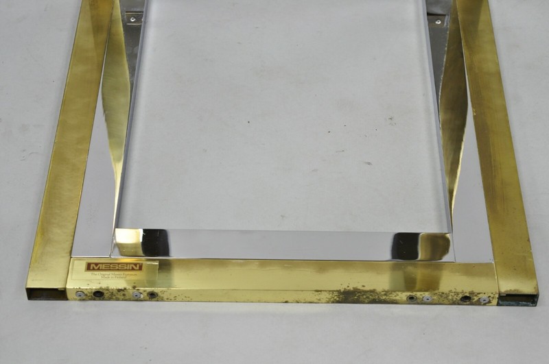 Mid Century Modern Chrome Brass Glass Waterfall Side Table by Messin Finland gallery