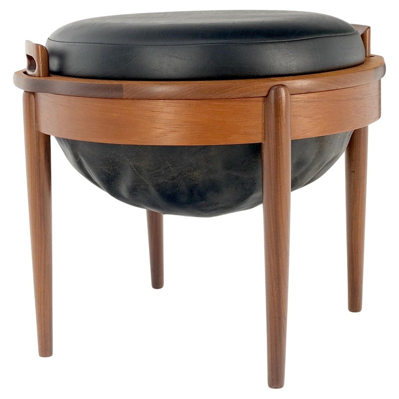 Danish Mid-Century Modern Teak Sewing Stand Table Bench Flip Top by Hansen Mint!
