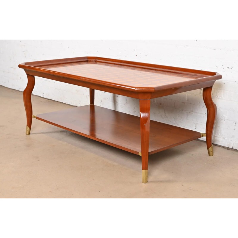John Widdicomb Italian Provincial Parquetry Top Two-Tier Coffee Table gallery