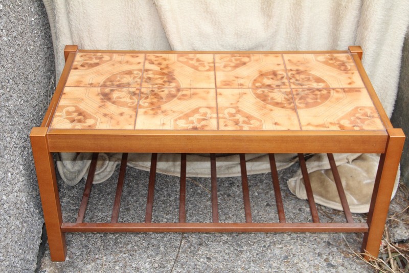 Vintage Mid Century Danish Solid Teak tiled Coffee Table. gallery