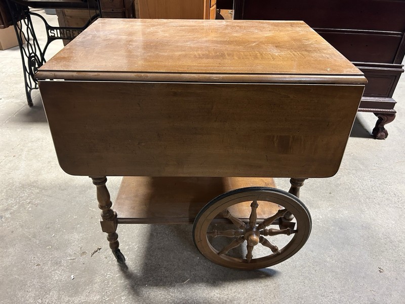 Antique Drop Leaf Table Cart Tea Server Bar Console End Side Vintage