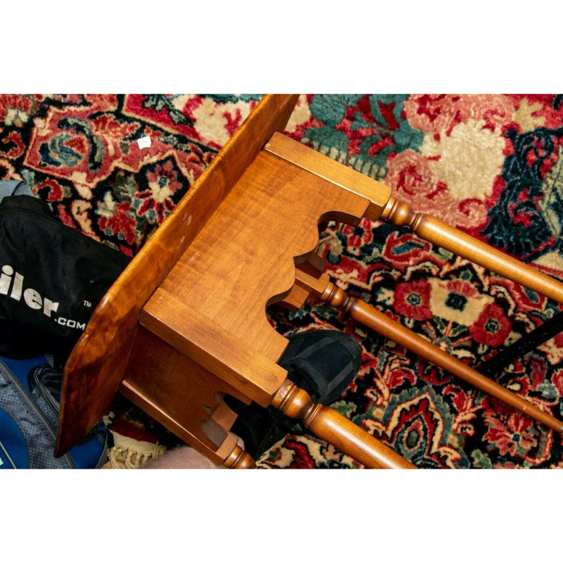 River Bend Ltd's Curly Maple Cookie Side Table With Turned Legs gallery