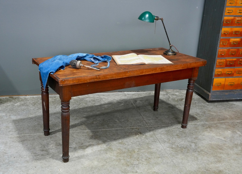 Antique Dining Room Table Farm Kitchen Island Library Vintage wood counter legs