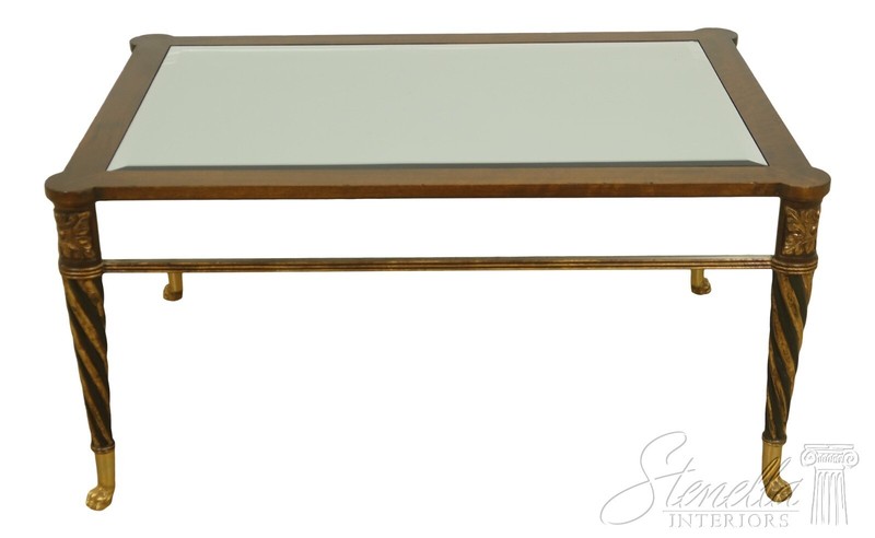 L56126EC: Neoclassical Etched Mirror Glass Coffee Table